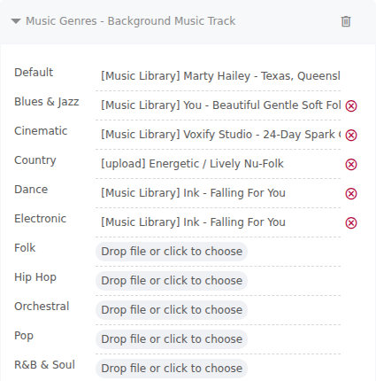 Dynamic Assets — a different music track per genre in the Dynamic Properties panel